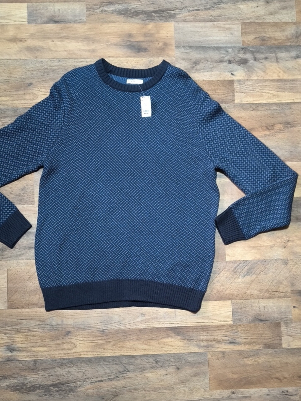 Sonoma Navy & Black Textured Crewneck Sweater